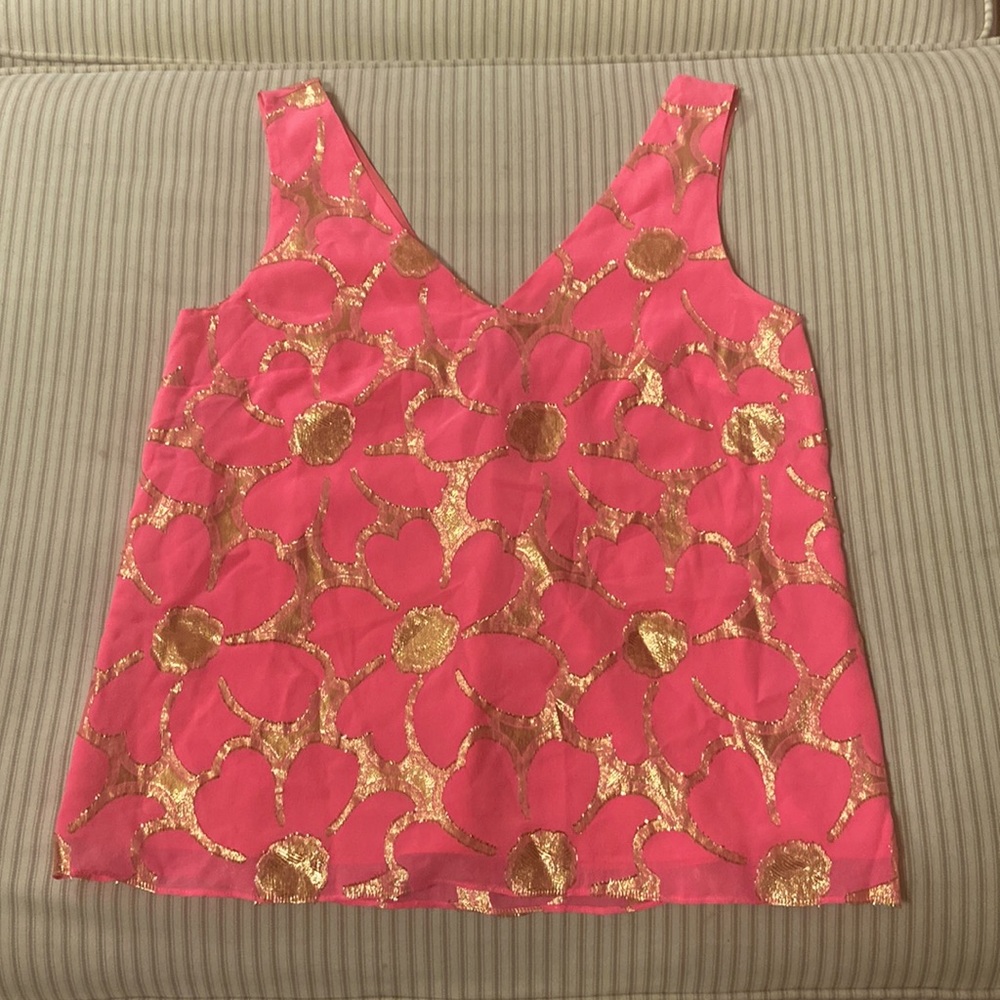 Lilly Pulitzer Pink and Gold Blouse